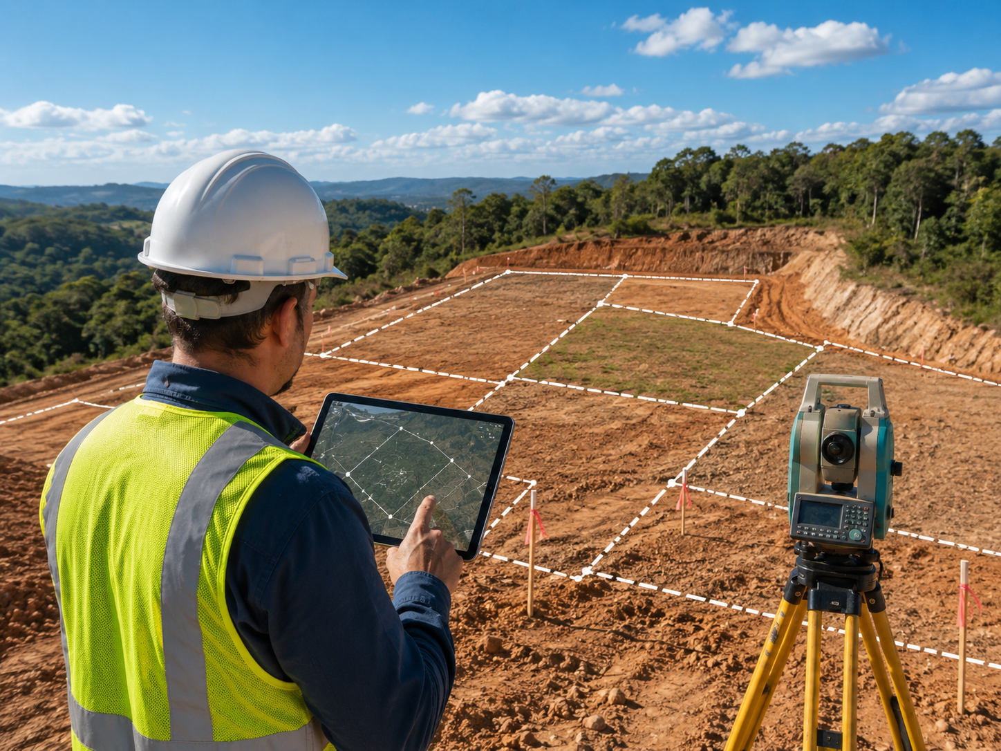 Retificação de área com suporte de topografia e geotecnologia
